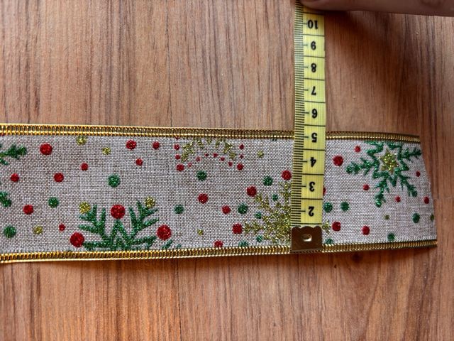 Cinta Decorativa Navideña Beige con Brillo, a:5cm