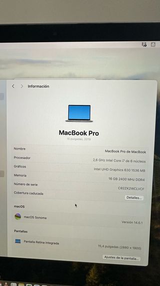 MacBook Pro 15 2019 Gris Espacial