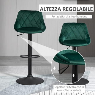 Set 2 Sgabelli da Bar con Altezza Regolabile, Base