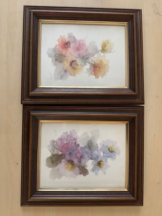 2 Quadri Acquerello Fiori 28x34 cm