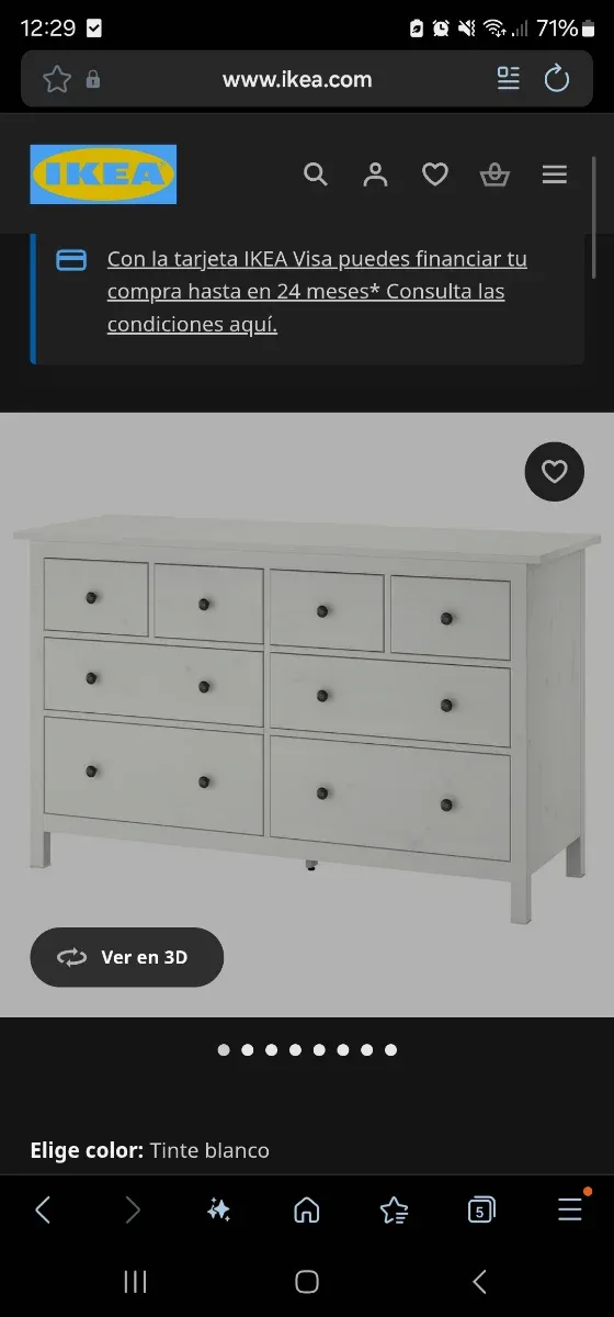 Cómoda 8 cajones blanca con cambiador incluido