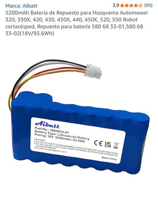 Batería Aibatt 18V 5200mAh para Robot Cortacésped.