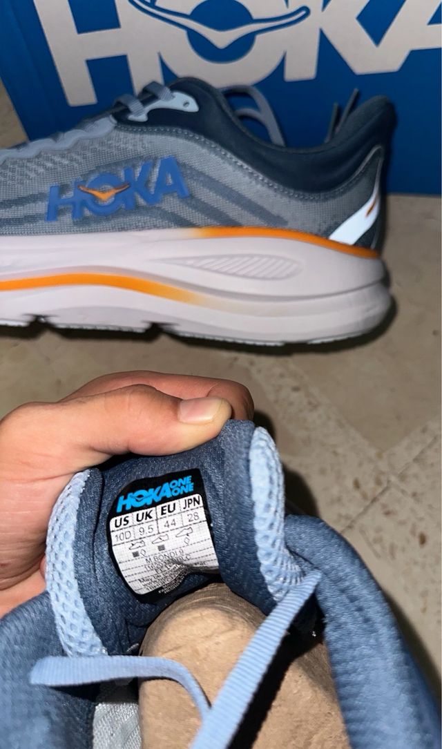 Zapatos Hoka Bondi 9 Azul y naranja