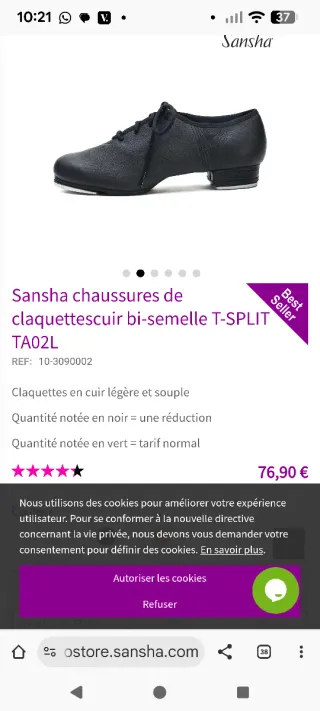 Zapatos de claqué Sansha T-Split-22 Talla 33-34