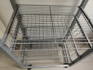 Carrito Auxiliar Cocina Metálico con Cristal