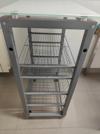 Carrito Auxiliar Cocina Metálico con Cristal