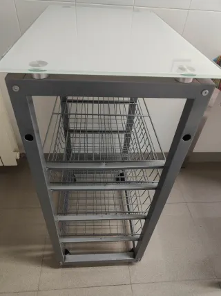 Carrito Auxiliar Cocina Metálico con Cristal