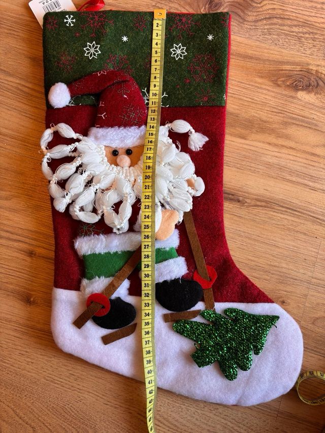 Calcetín Navideño Papá Noel Esquiando