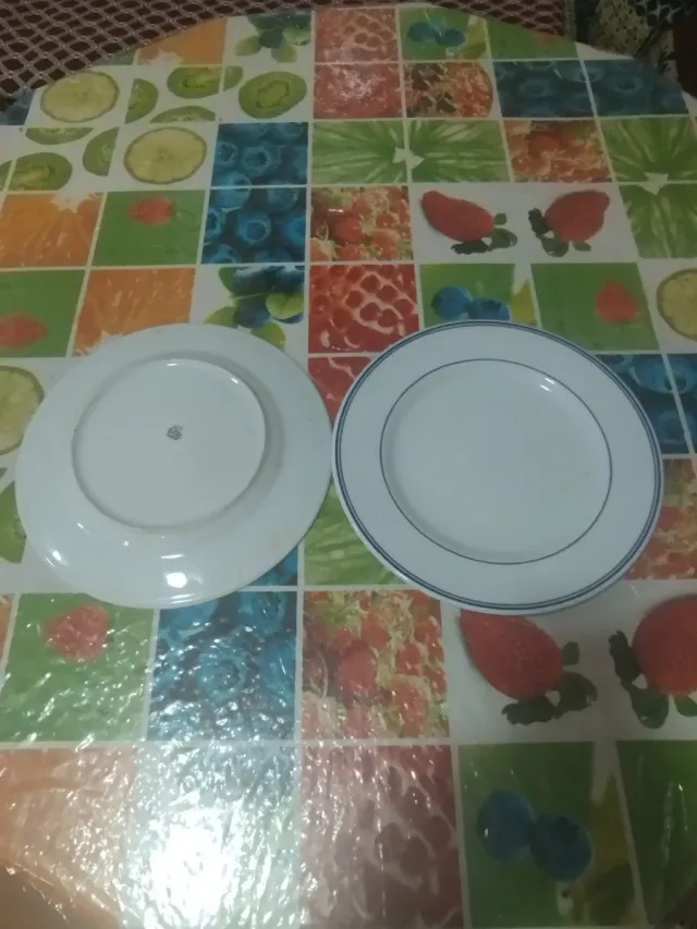 Platos de porcelana blancos y azules 16 platos