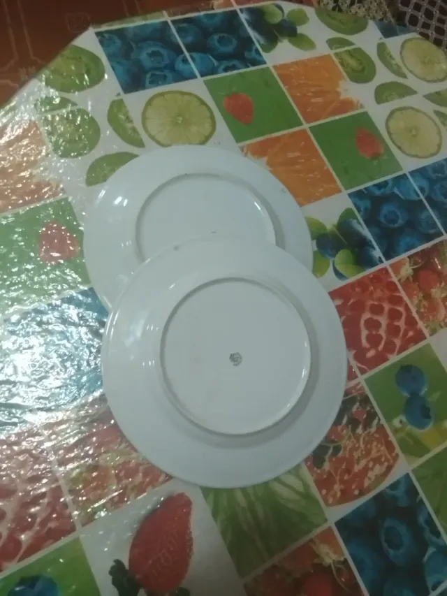 Platos de porcelana blancos y azules 16 platos