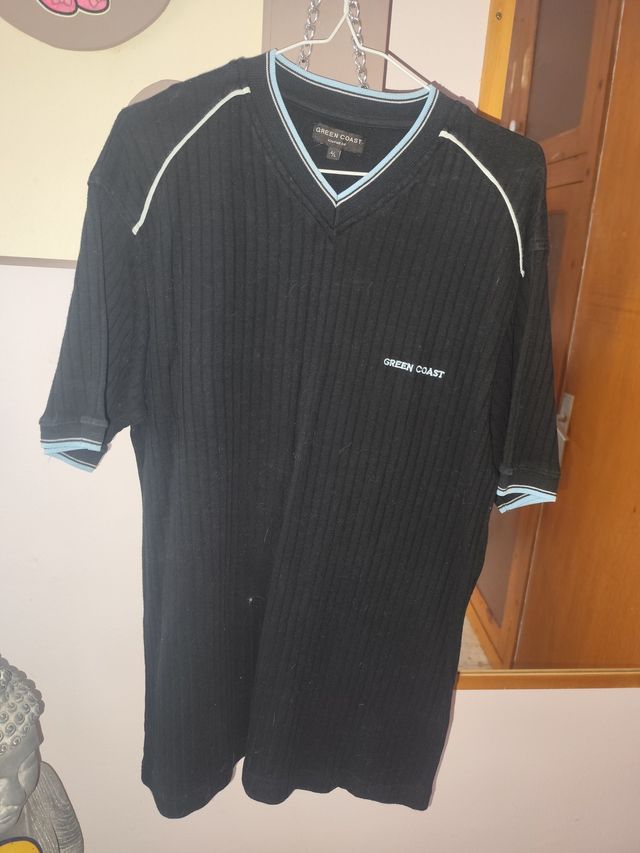 Camiseta GREEN COAST XL Negra V-Neck