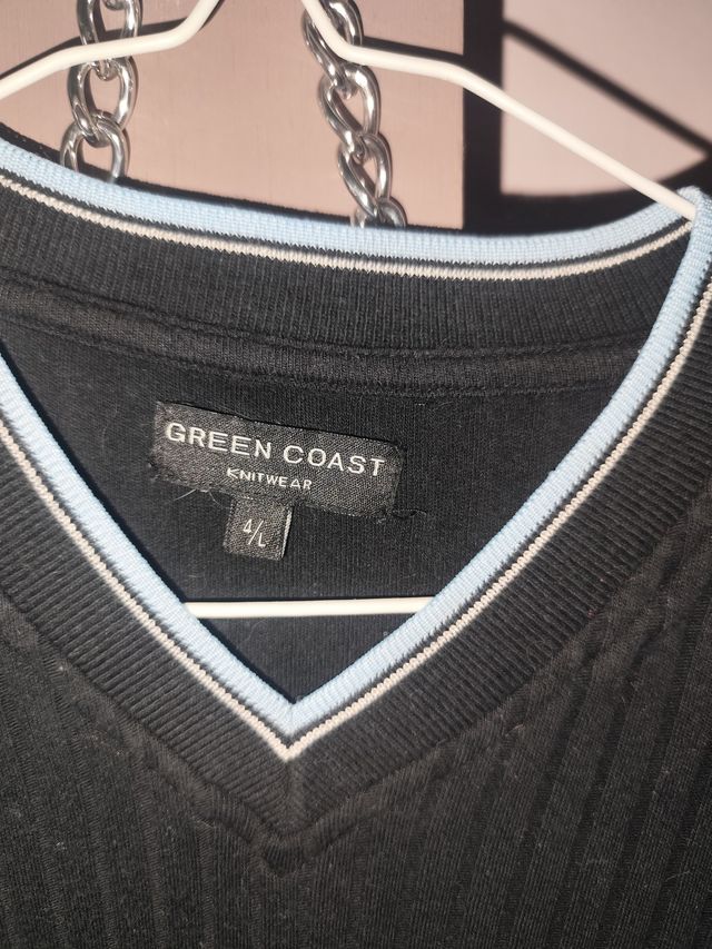 Camiseta GREEN COAST XL Negra V-Neck