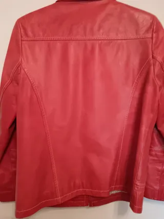 Chaqueta de cuero auténtico roja