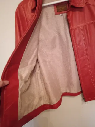 Chaqueta de cuero auténtico roja