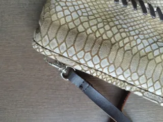 Bolso piel tonos marrones y beige