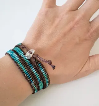 Bracciale 3 giri perline in vetro