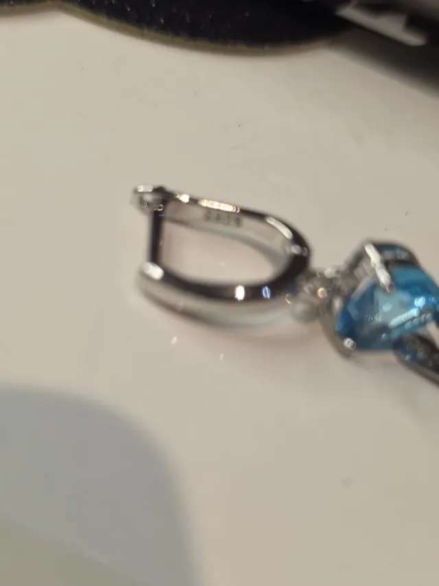 Conjunto Prata Coração Azul Topázio