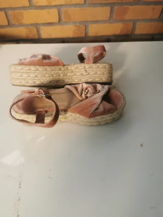 Sandalias Stradivarius Rosa Terciopelo