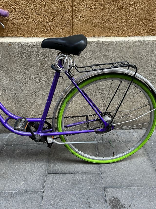 Bicicleta Urbana Morada y Verde