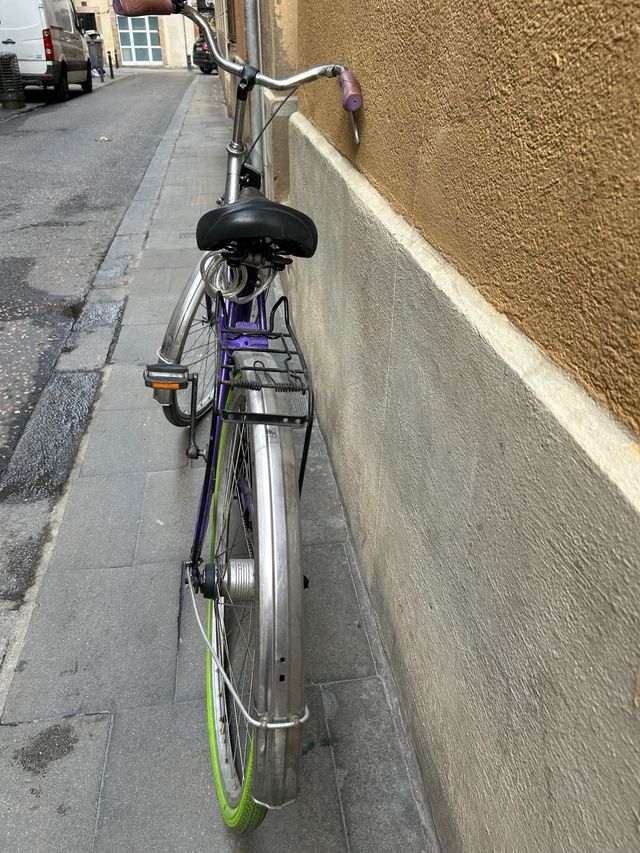 Bicicleta Urbana Morada y Verde