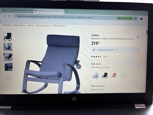 Mecedora Ikea Poäng Negra y Gris