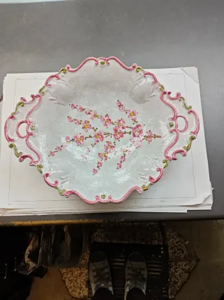 Centro tavola Deruta ceramica decorato fiori