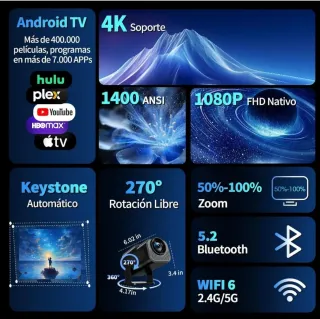 NUEVO Proyector Android TV 1080P