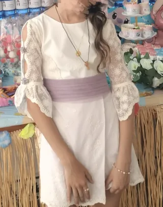 Traje de Comunión Niña Blanco y Lila Talla 10/12£