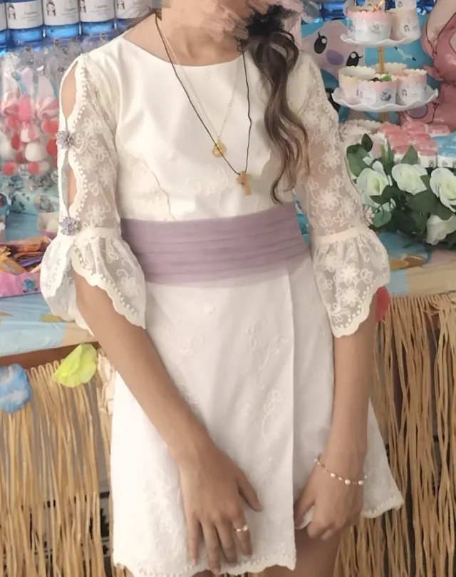 Traje de Comunión Niña Blanco y Lila Talla 10/12£