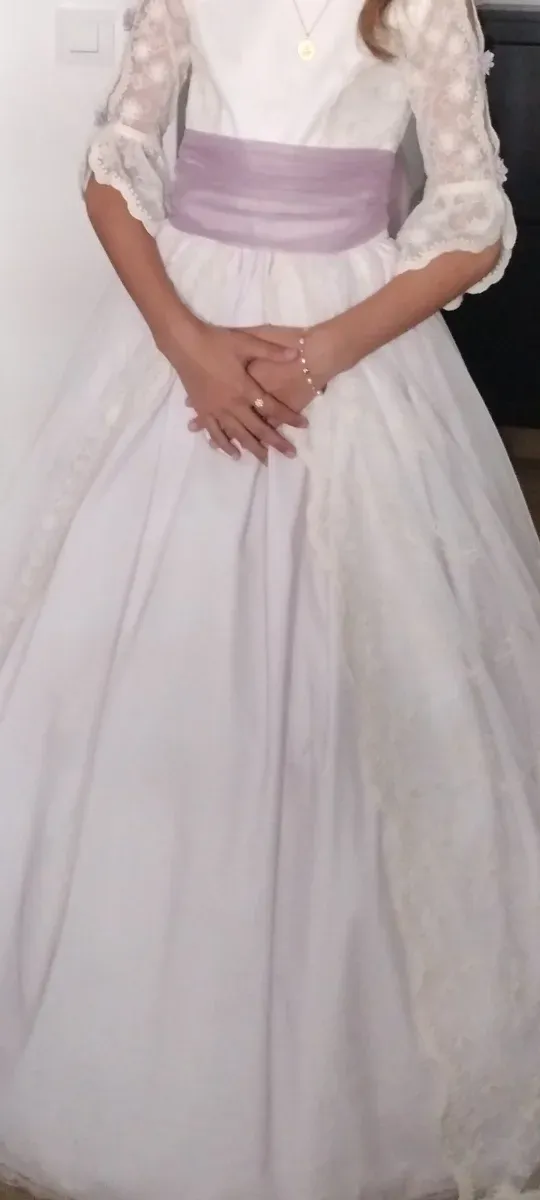 Traje de Comunión Niña Blanco y Lila Talla 10/12£
