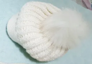 Conjunto gorro y braga cuello niña blanco