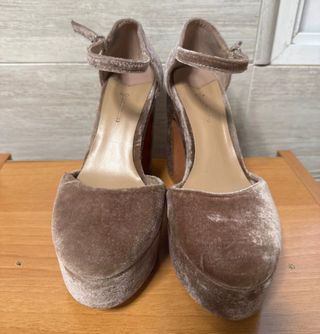 Zapatos Stradivarius tacón plataforma rosa