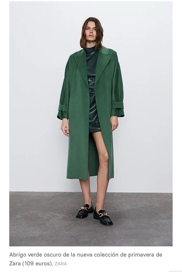 Abrigo largo Zara mujer verde