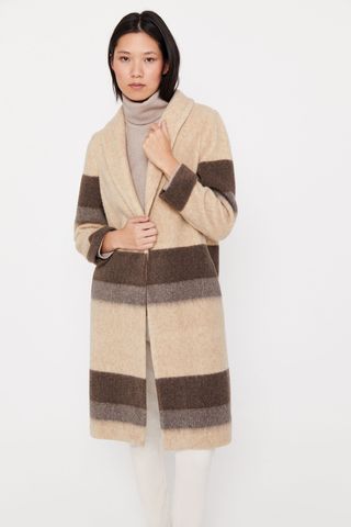 Abrigo Cortefiel lana beige y marrón