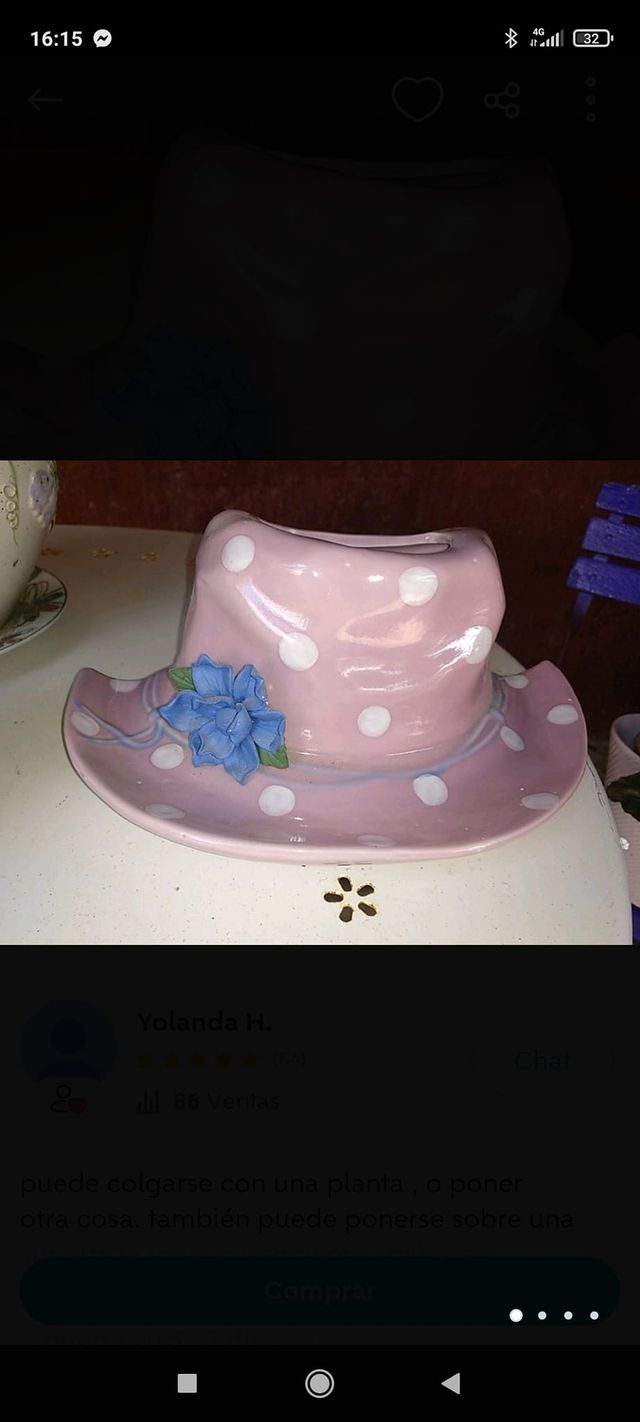 Sombrero decorativo joyero rosa lunares blancos