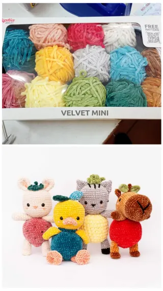 14 ovillos chenilla Velvet mini para labores