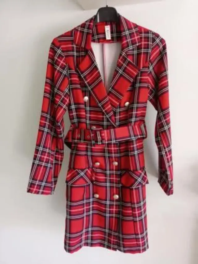 Abito blazer scozzese rosso