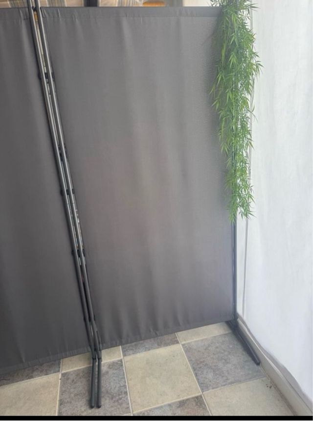 Biombo separador tela gris