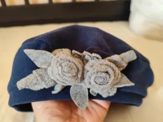 Boina azul y gris para niña 3-4 años