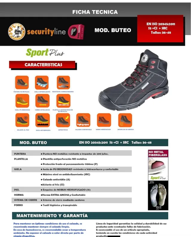 Stivali di sicurezza Securit Line neri e rossi