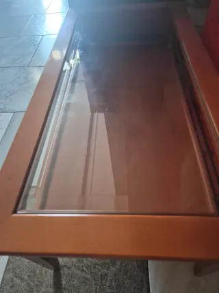 Mesa centro madera y cristal