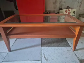 Mesa centro madera y cristal