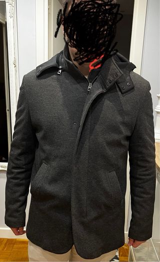 Chaquetón Zara 3/4 Gris y Negro