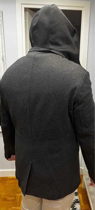 Chaquetón Zara 3/4 Gris y Negro
