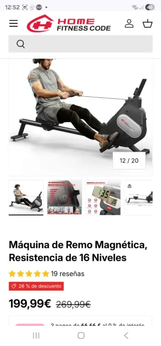 Máquina Remo Magnética Resistencia Ajustable nueva