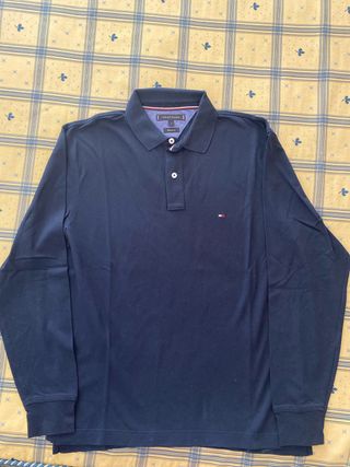 Polo Tommy Hilfiger manga larga azul Talla L