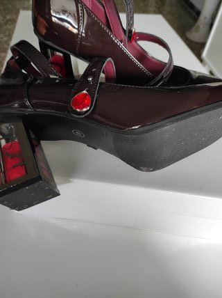 Zapatos de tacón burdeos mujer talla 41
