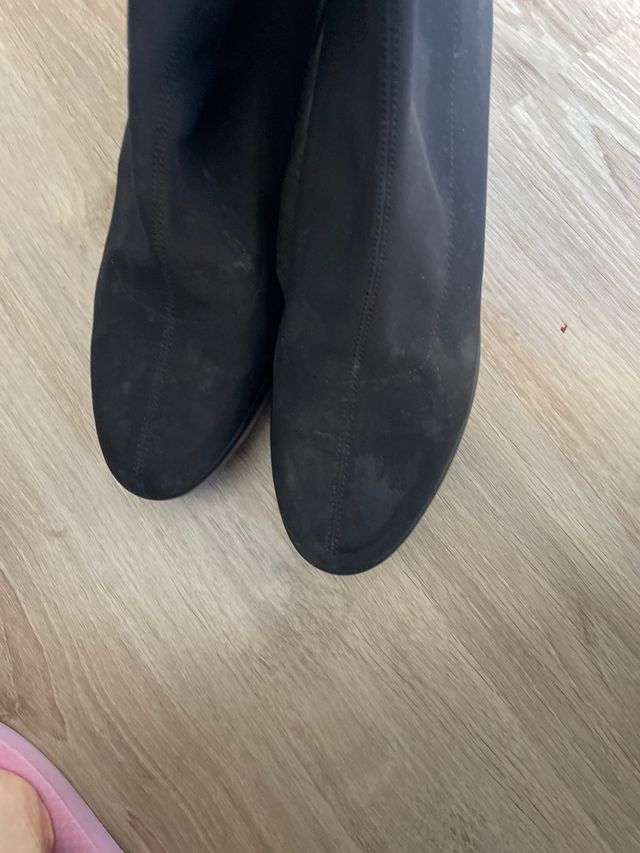 Botas altas negras con cuña y tela impermeable