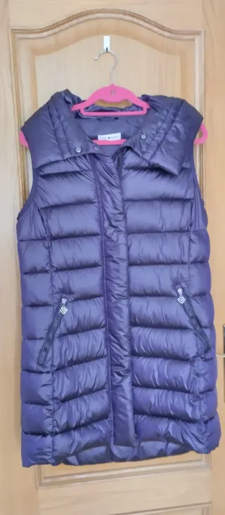 Abrigo Plumas Morado Sin Manga