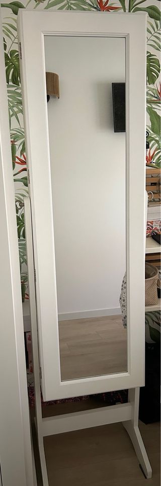 Espejo joyero de madera blanco